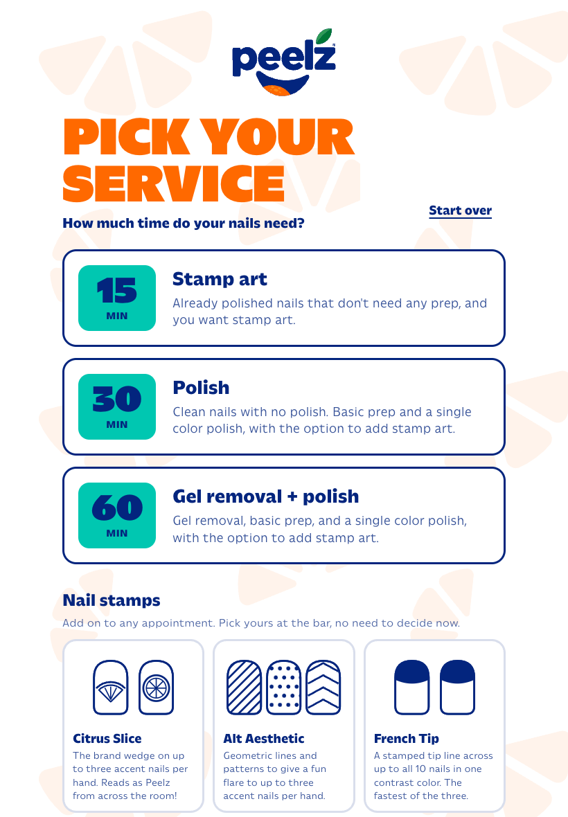 Pick your service screen on an iPad in portrait